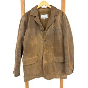 Vintage Wilsons Leather M Julian  Brown Suede Button Up  Longline Jacket LARGE